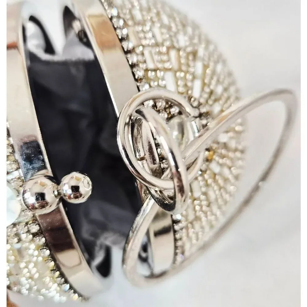 Crystal encrusted ball clutch proms formal